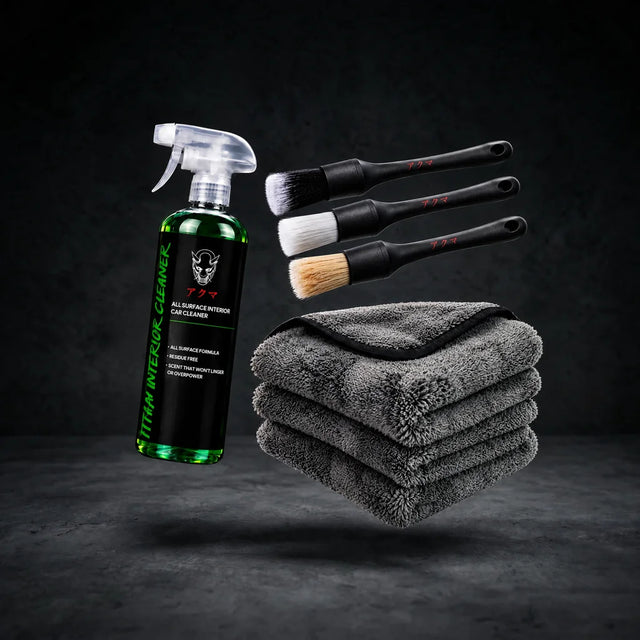 The Interior Kit: Ittan interior cleaner, Kappa 3-piece detailing brush set and Furi microfibre towels 3 pack